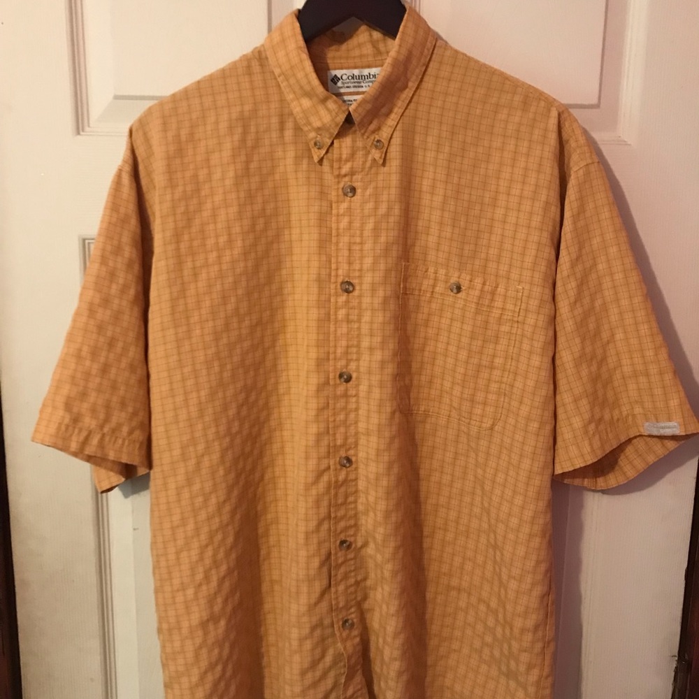 Columbia Orange Plaid Button Down Mens L
